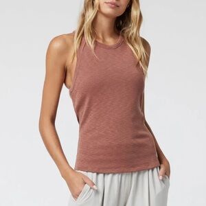 Vuori Sunrise High Neck Racerback Ribbed Tank Top Terracotta Size Extra Small XS
